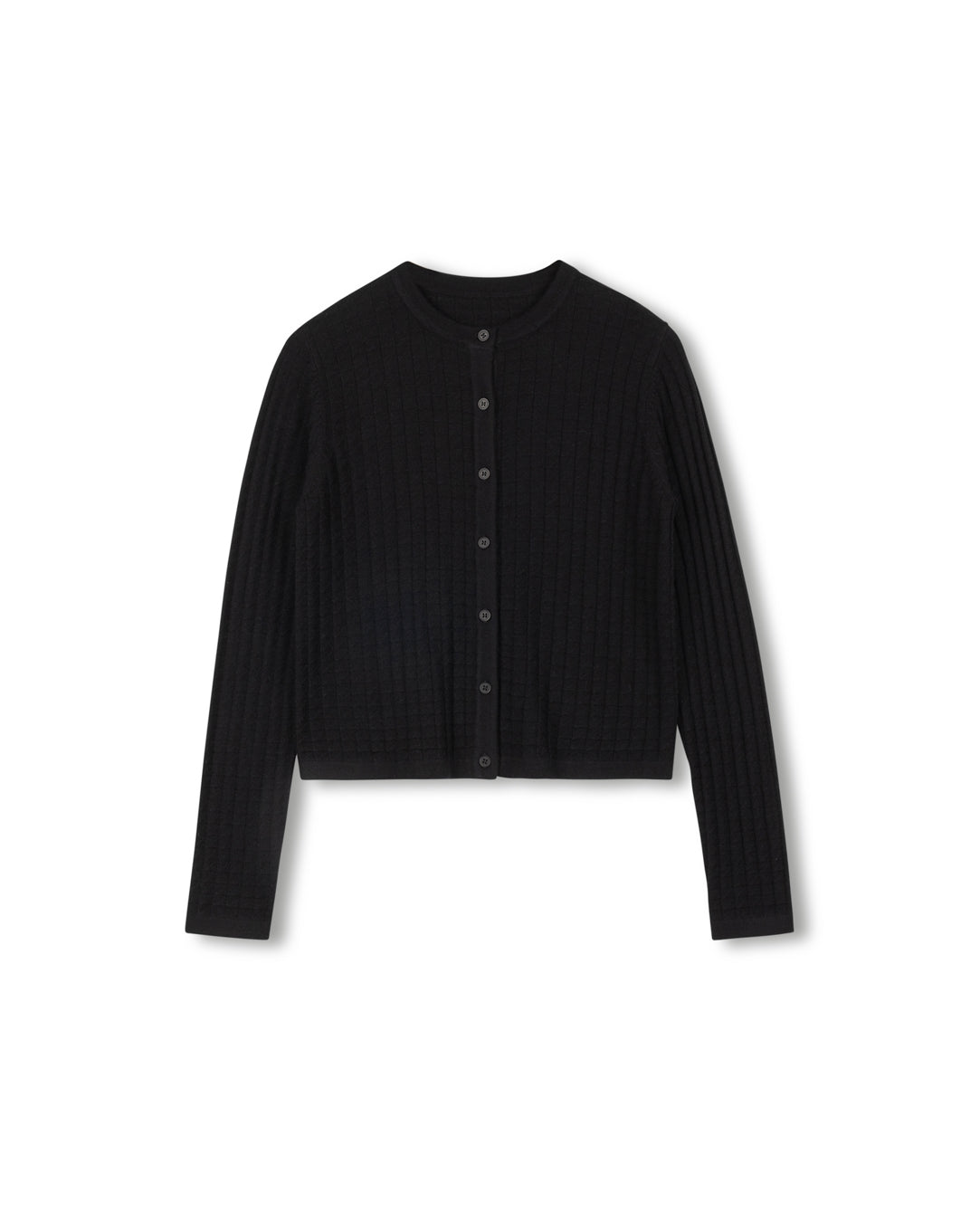 Novella Black Textured Knit Cardigan W-23196