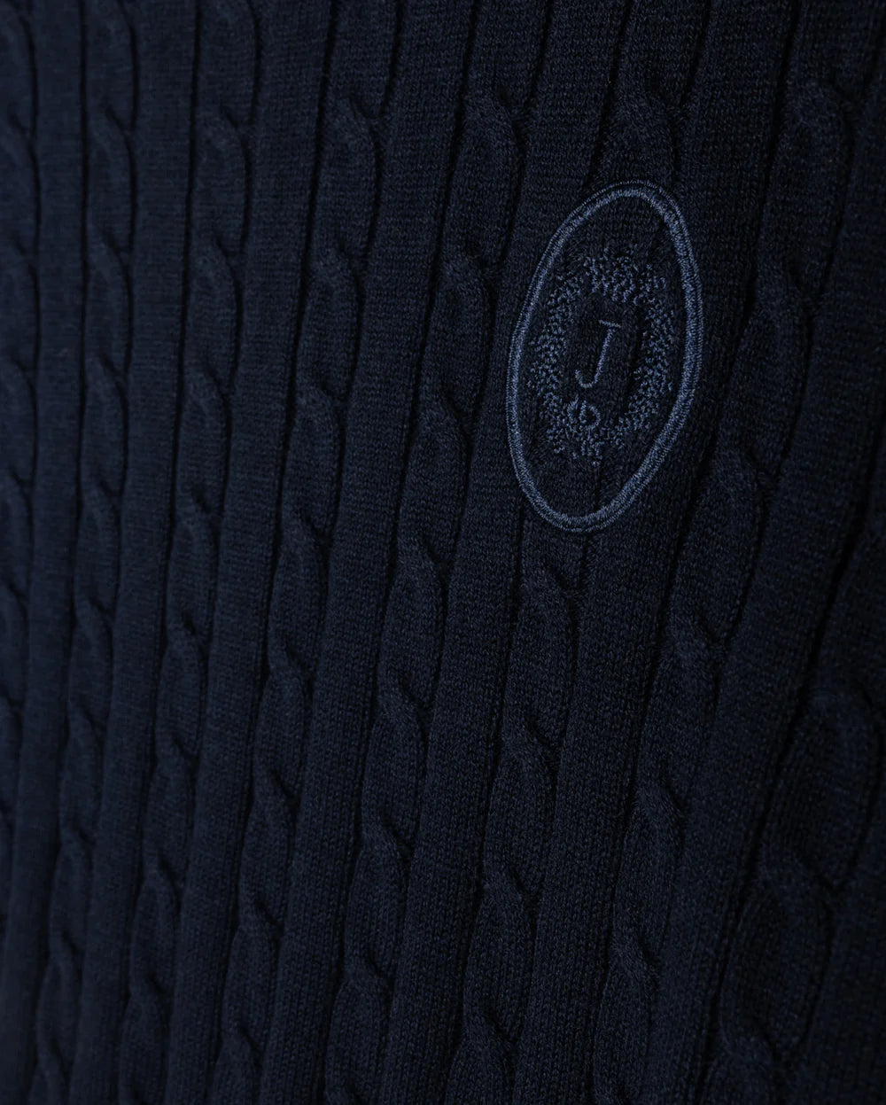Story Navy Crest Detailed Cable Knit Sweater W-23229
