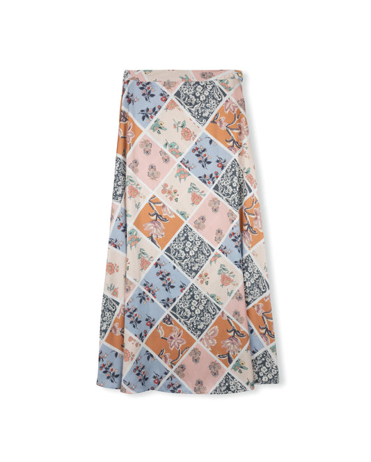 Epik Patchwork Printed Skirt W-23861
