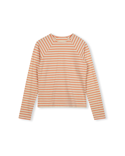 Slate Orange Striped Raglan Sleeve Tee W-25006