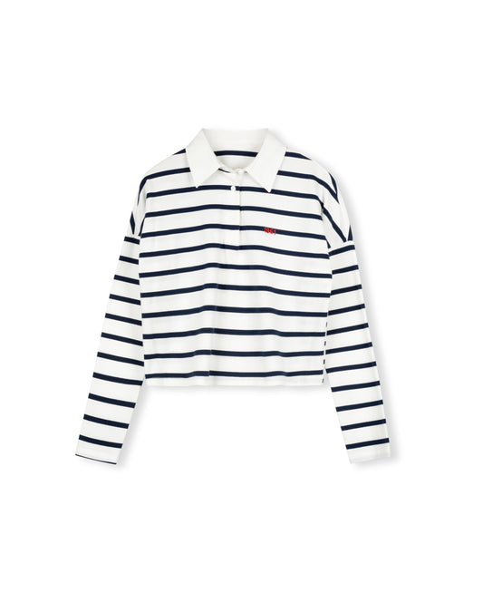Slate Navy/White Striped Collared Tee W-25093
