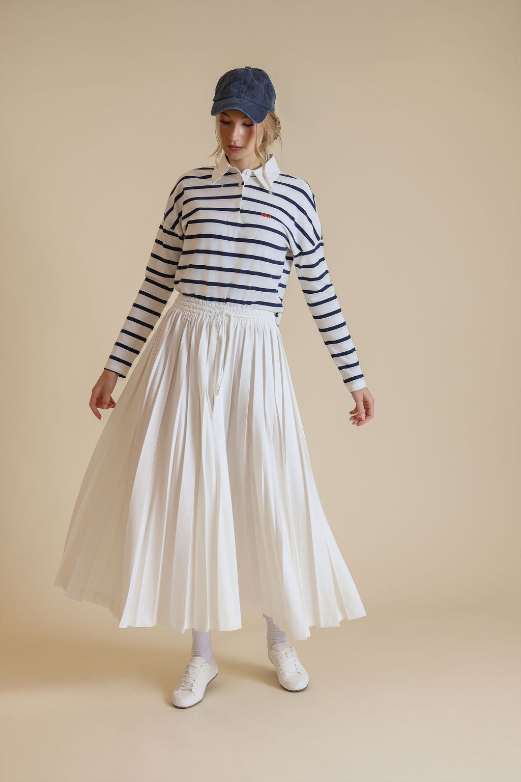 Slate Navy/White Striped Collared Tee W-25093