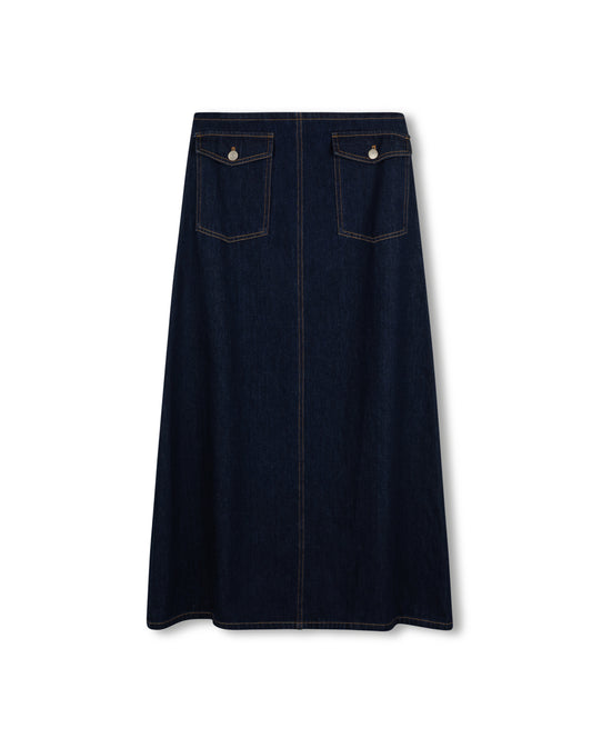 Story Black Denim Front Pocket Skirt W-25226