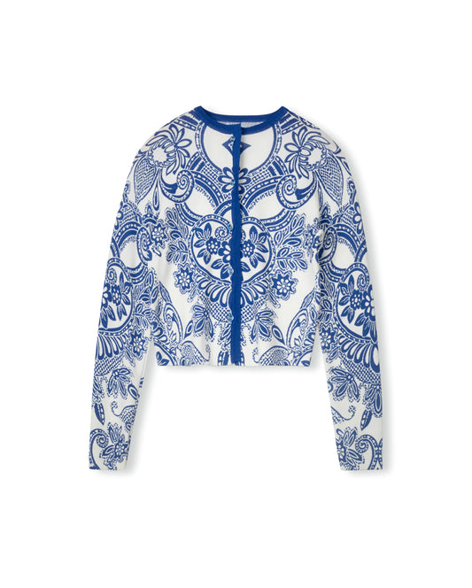 Nostalgia Whit/Blue Cardigan W-25369