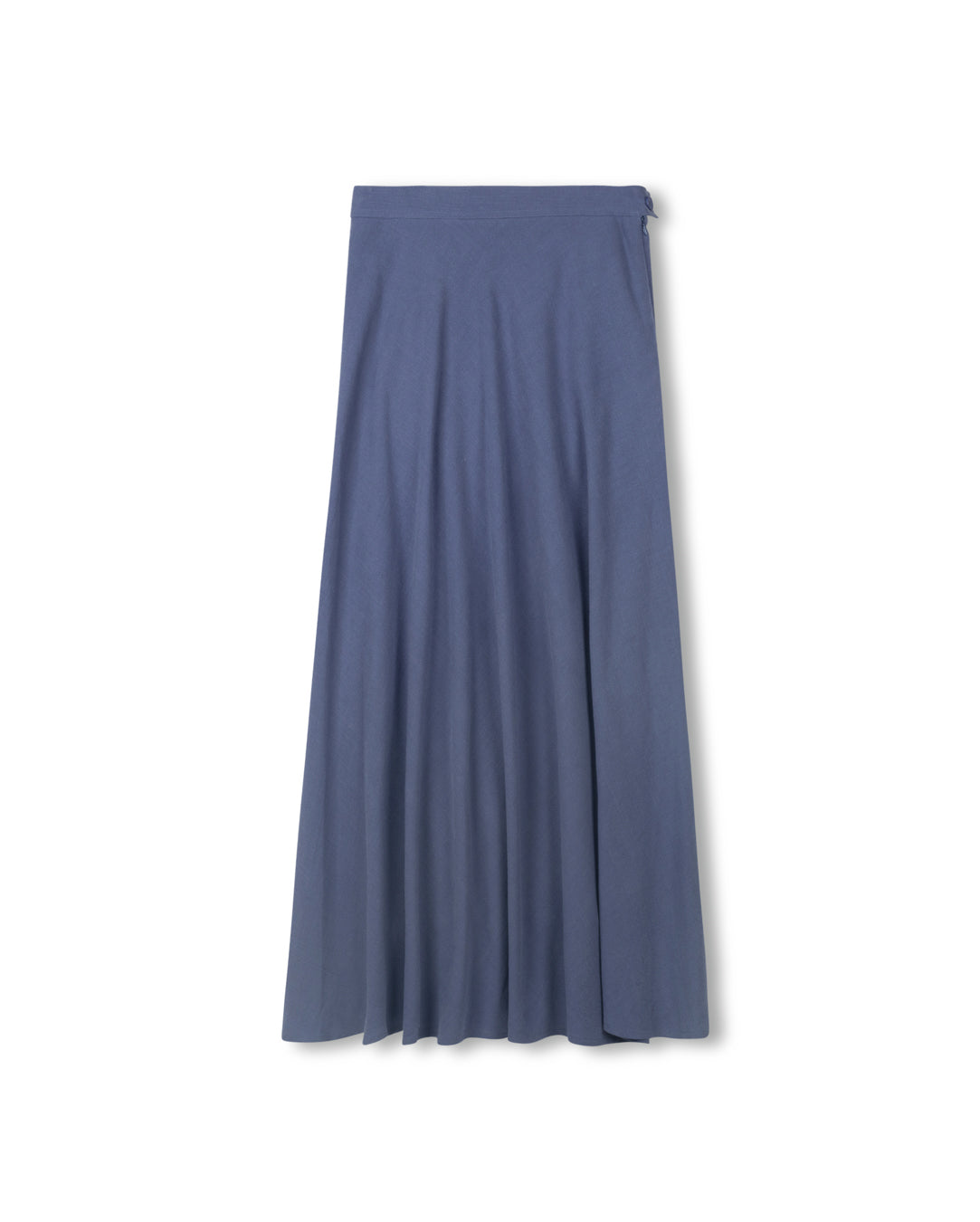 Slate Blue A Line Linen Skirt W-25476