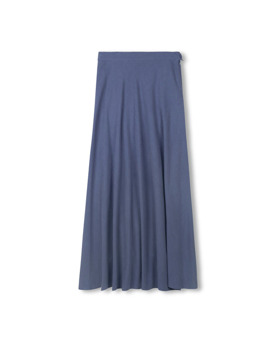 Slate Blue A Line Linen Skirt W-25476