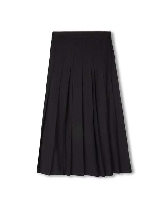 Epik Black Double Pleated Box Pleat Skirt W-23336