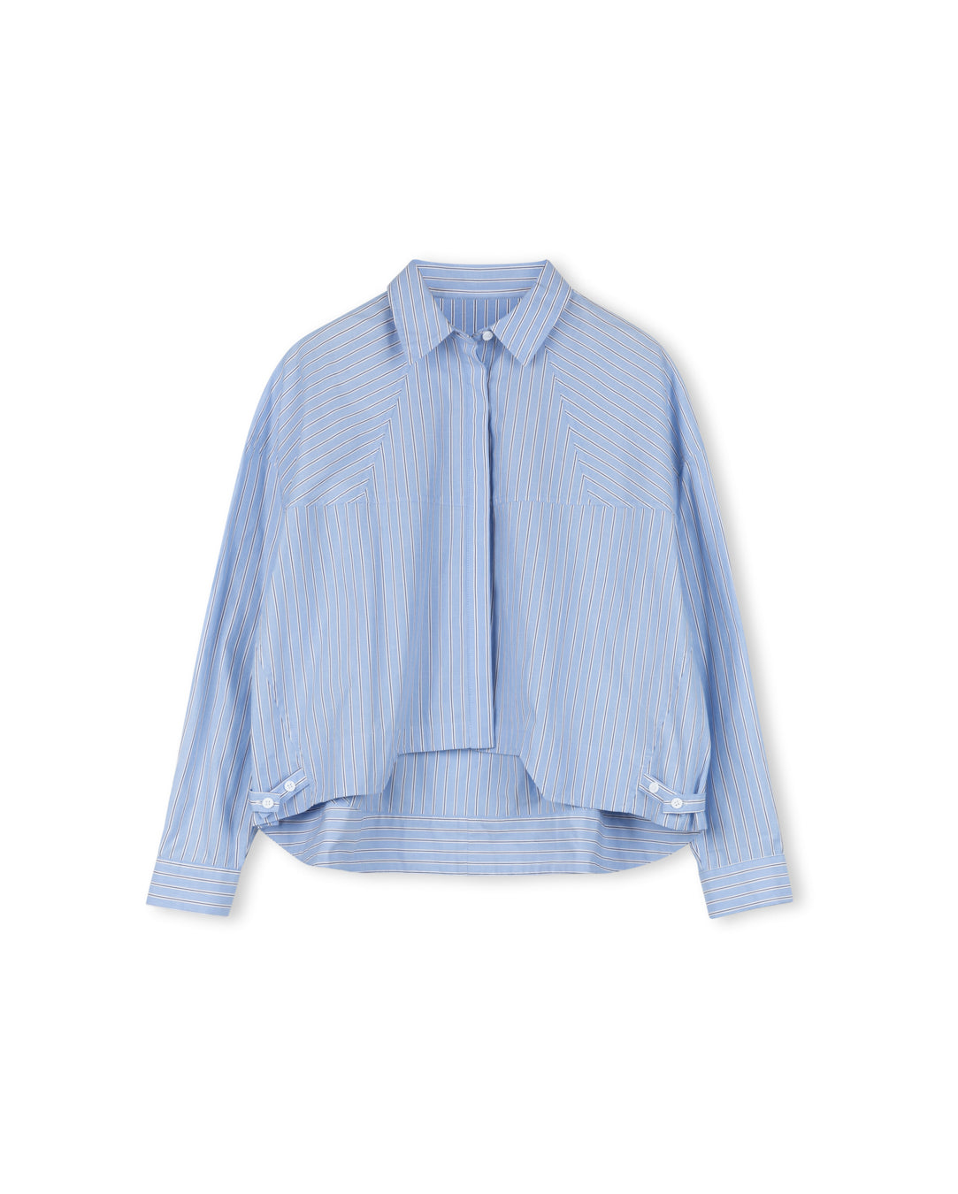 Tweed Blue Boxy Striped Blouse w-25774