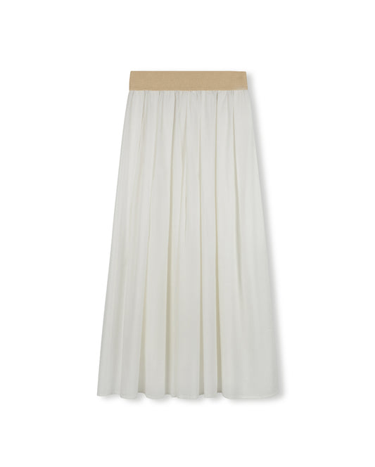 White Raffia Poplin Skirt W-25940