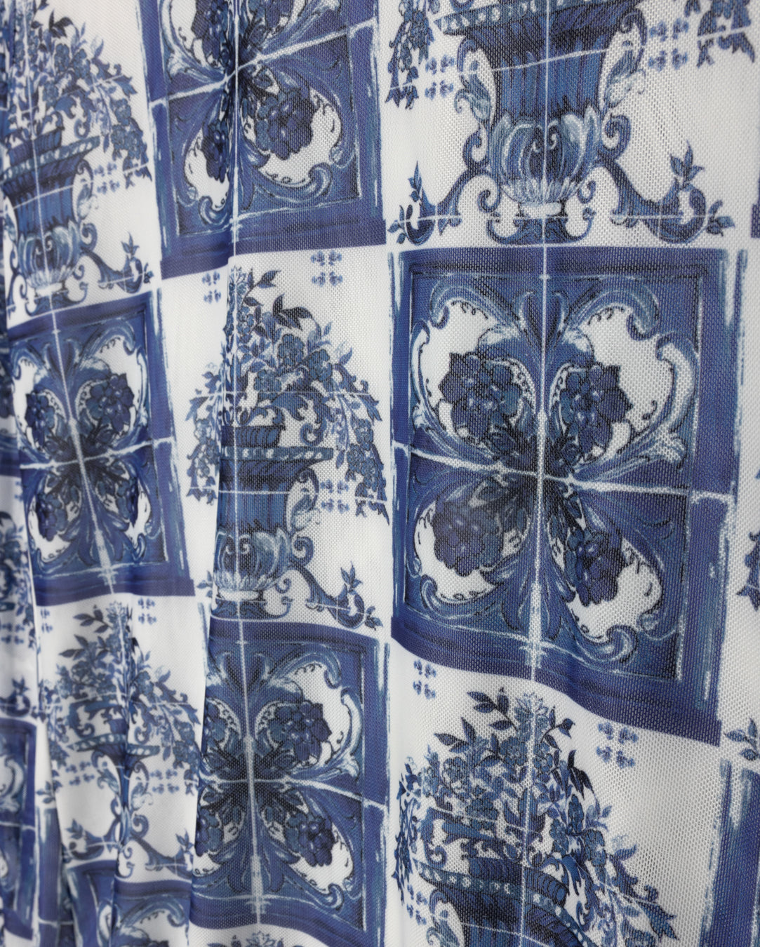 The Collective Blue Printed Mesh Top w-26555