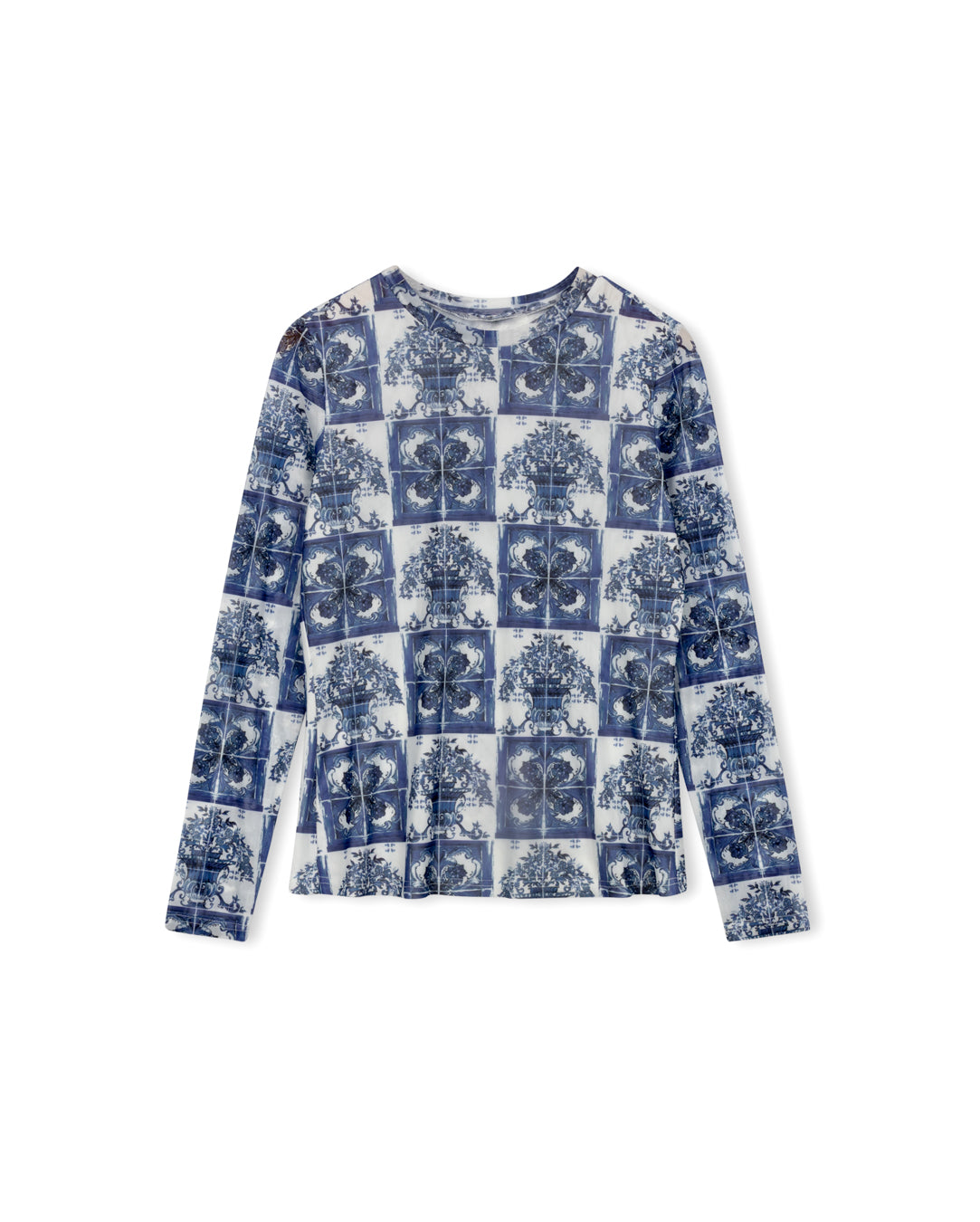 The Collective Blue Printed Mesh Top w-26555