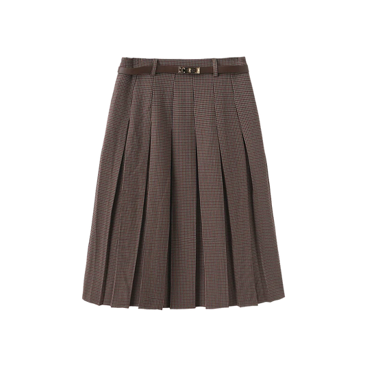 Shift Plaid Short Pleated Belted Skirt W-28870