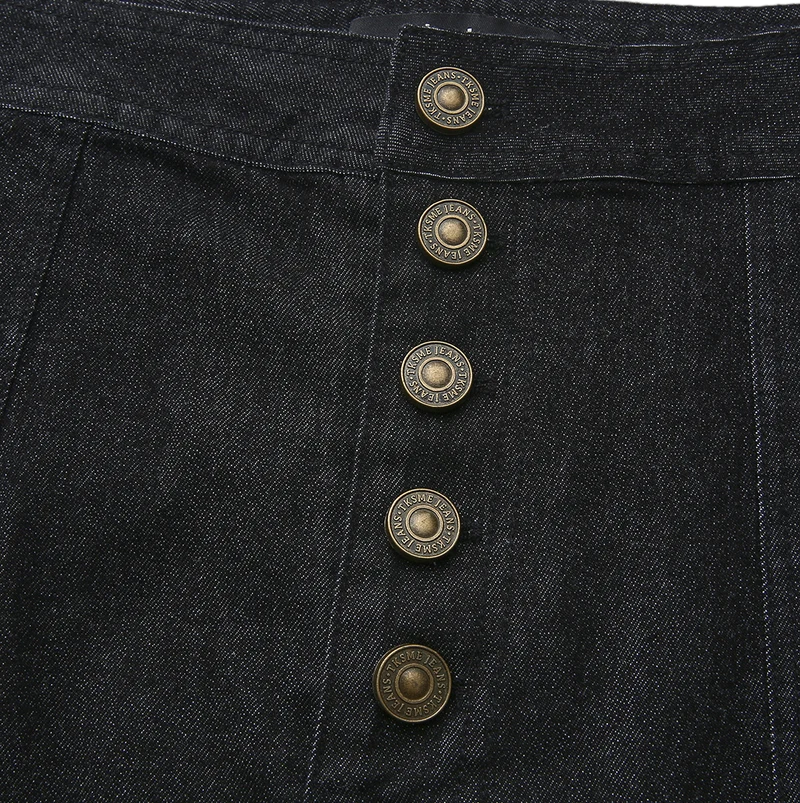 Slate Black Denim Button Skirt W-29358