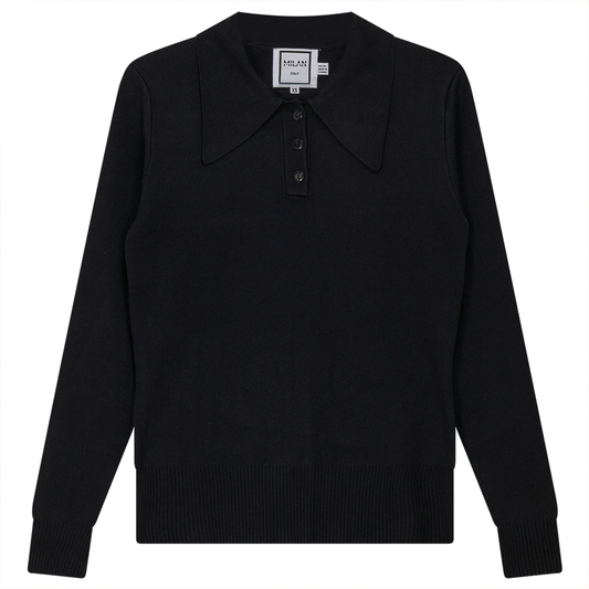 Milan Italy Black Collar Sweater WB3CM8665