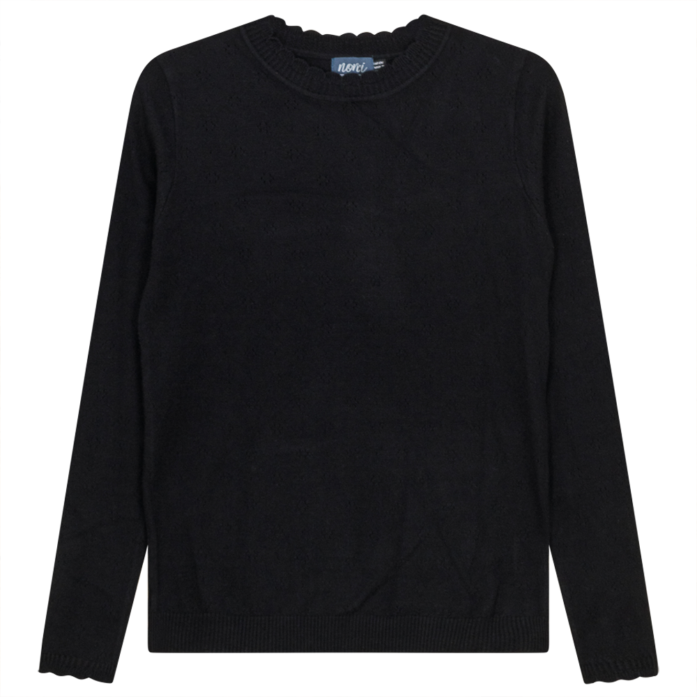 Noni Black Woven Ladies Pointelle Sweater WB3CYT2132