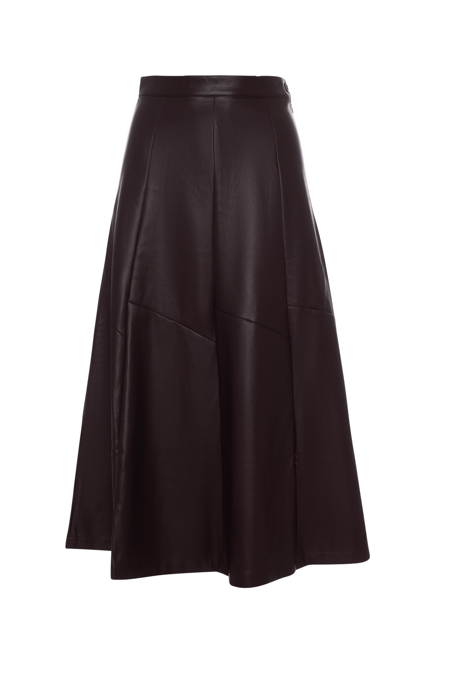 Versatile dark wine Leather paneled midi Skirt WB4CM1074SM