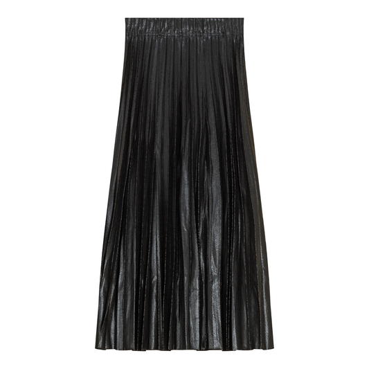 Aspect Blk Leather Crinkle Pleated Skirt WB4CPT7063M