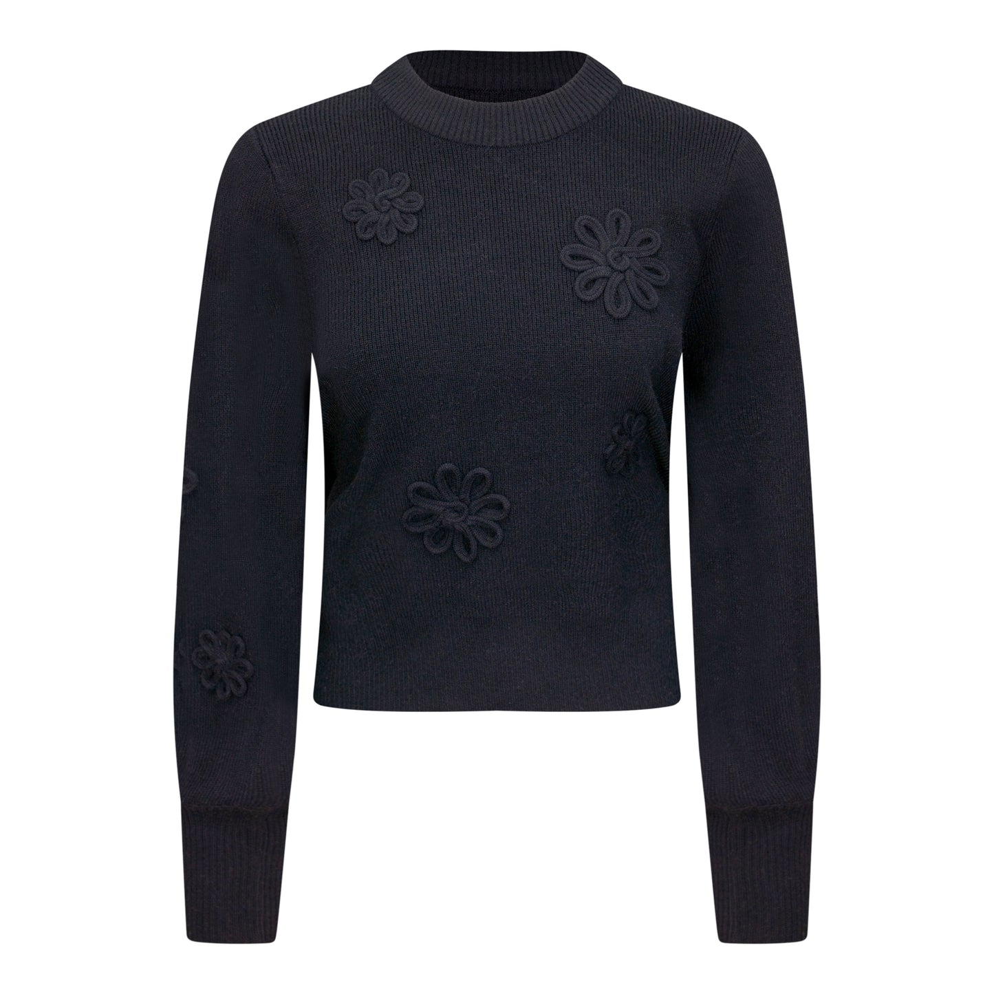 Birch Black Ribbed Applique Sweater WB5CM1648TE