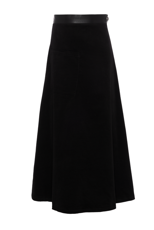 Faves Black Corduroy Midi Skirt WB5CM1674SM