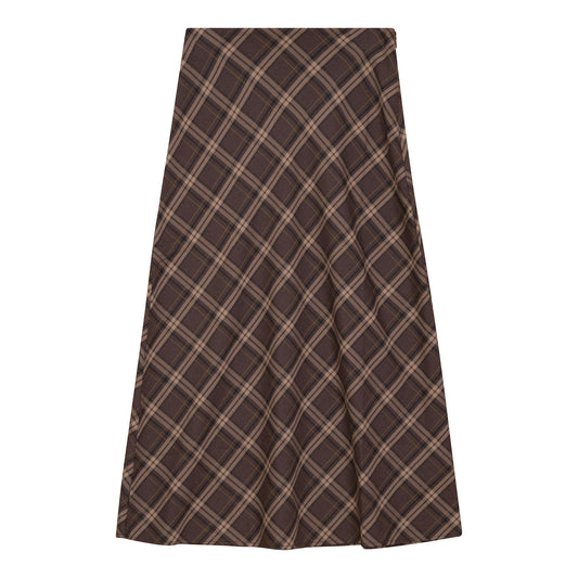 Midi Eggplant Midi Wool Plaid Skirt WB5CM1704SM