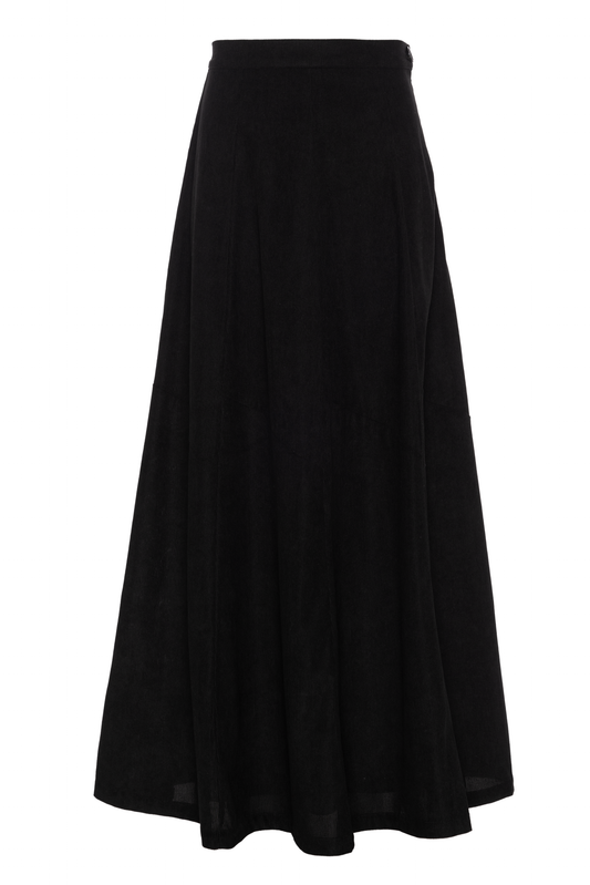 Faves Black Corduroy Maxi Trumpet Skirt WB5CM1707SL