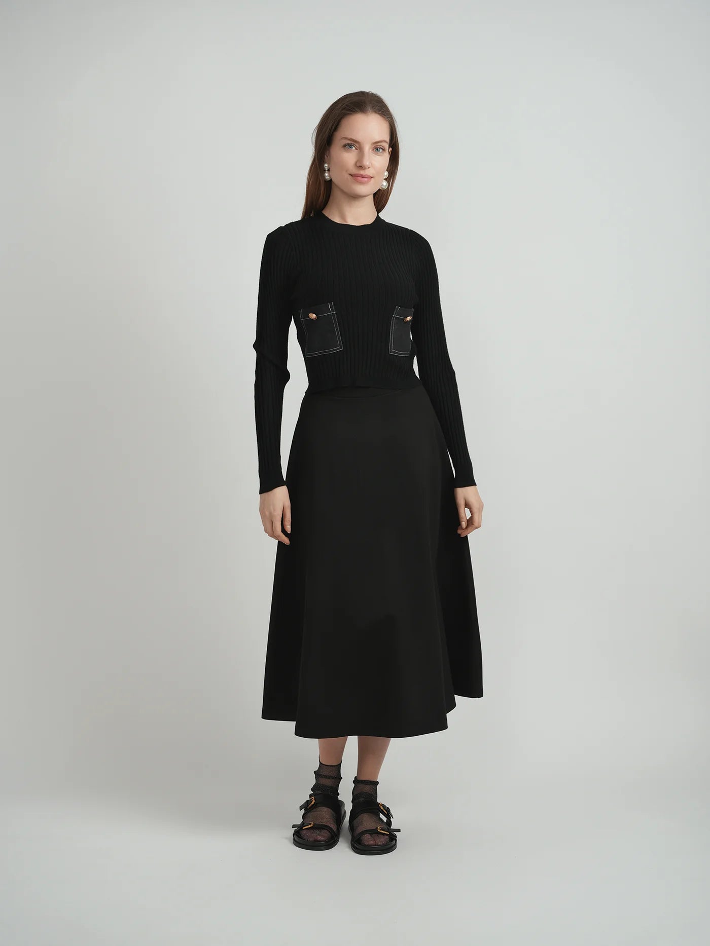 Faves Black/Denim Combo Sweater WB5CM1731TE