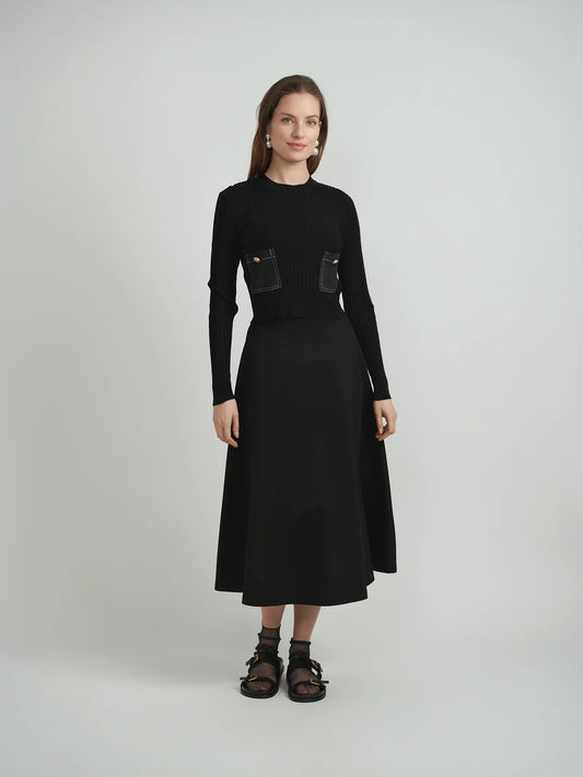 Faves Black/Denim Combo Sweater WB5CM1731TE