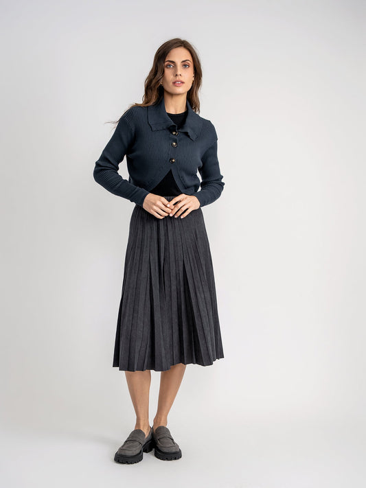 Aspect Charcoal Corduroy Crinkle Pleated 27" Skirt WB4CPT7064R