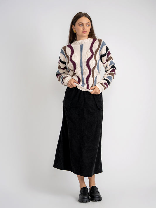 Aspect Black corduroy Midi with Pockets WB5CPT7264