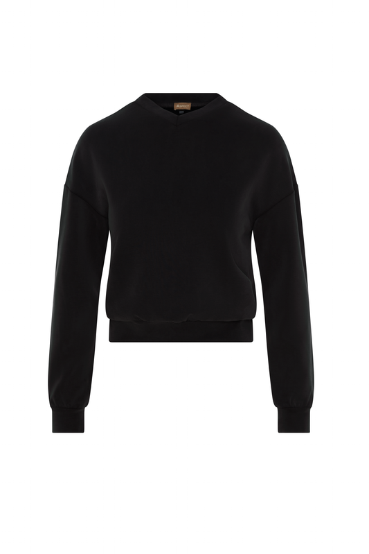 Aspect Black Cropped Drop Shoulder Top WB5CPT7265T