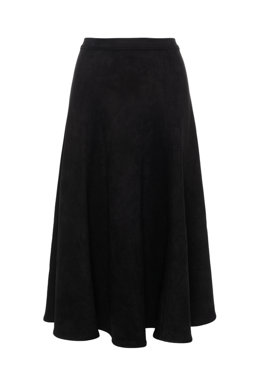 Ginger Black Suede Midi Panel Skirt WB5CPT7289