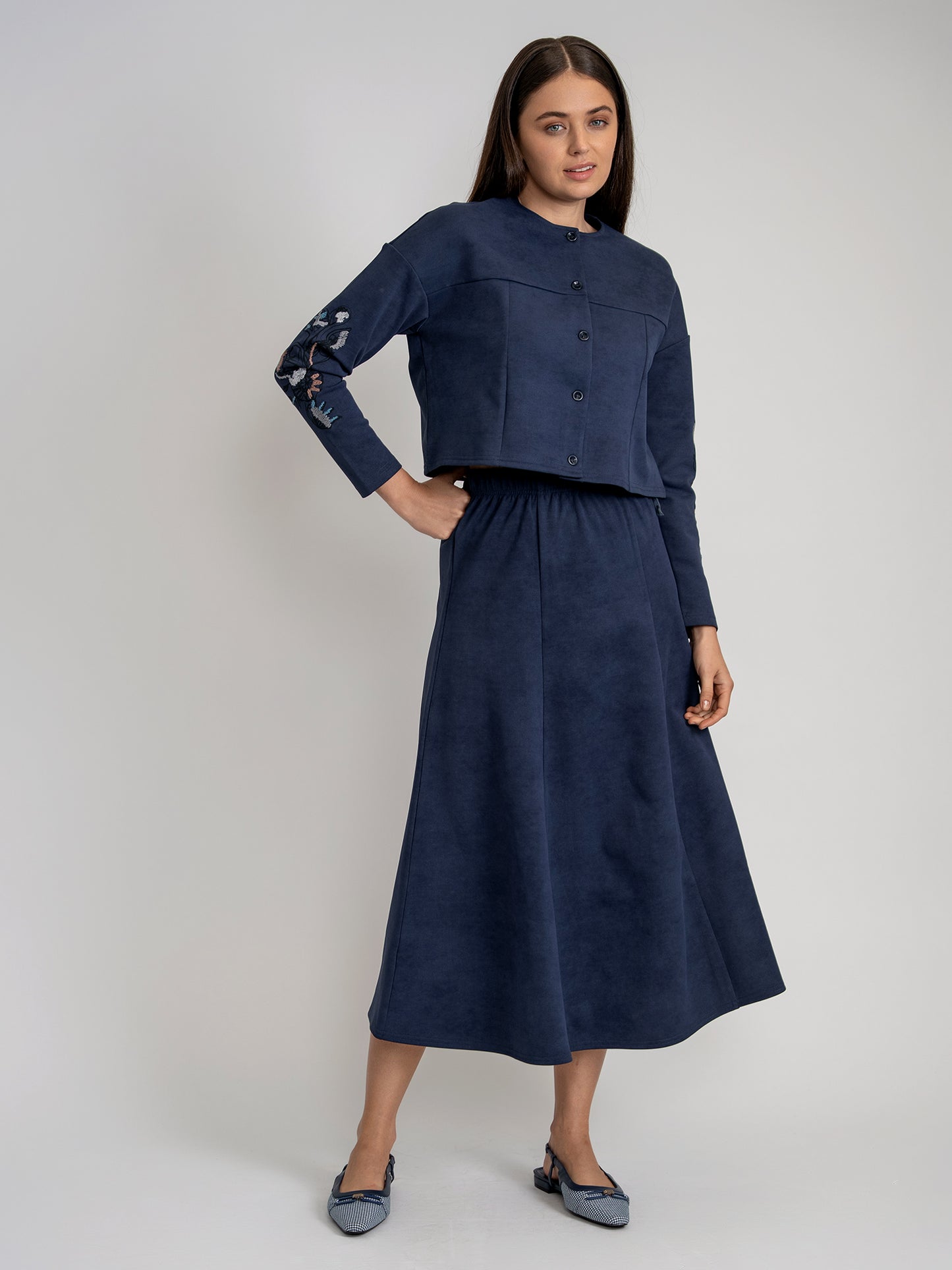 Noni Navy Paneled Skirt WB5CYT2742S