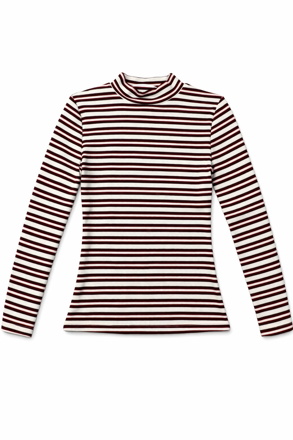 Riff Wine Striped Mock Neck Tee WB6CM2201T4