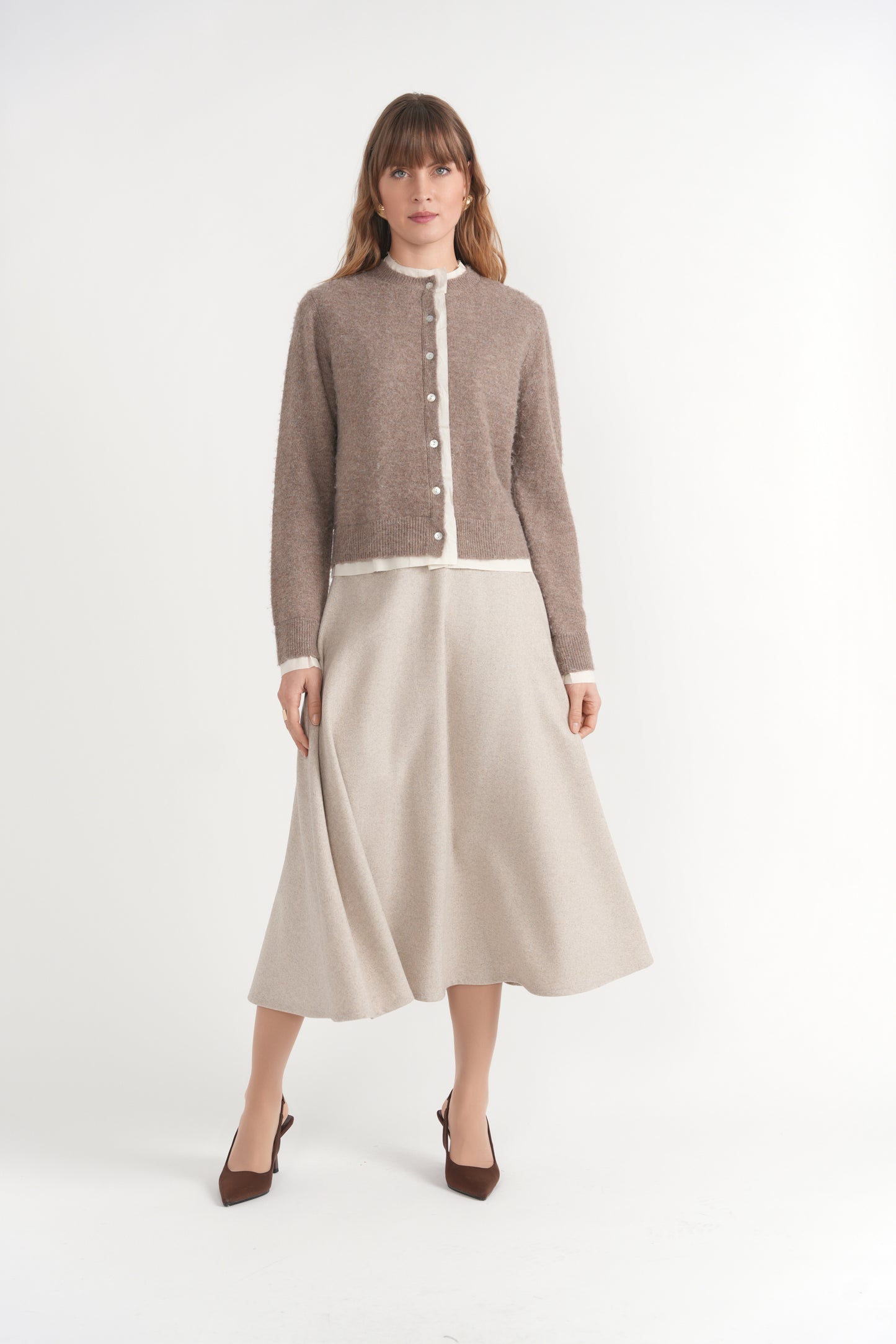 Qew Cocoa Cardigan Shirt Combo WB6CM2243TE