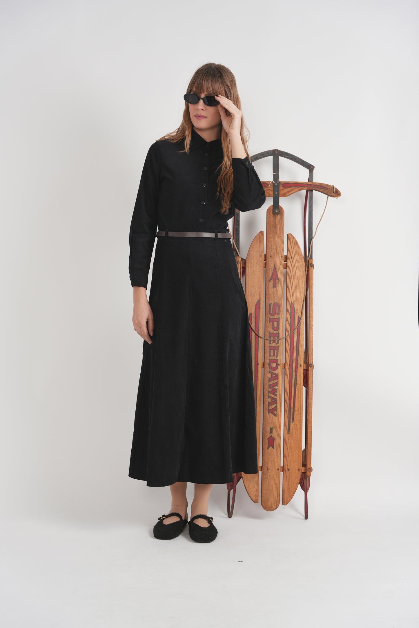 Faves Black Brushed Cotton Maxi Skirt WB6CM2251SL