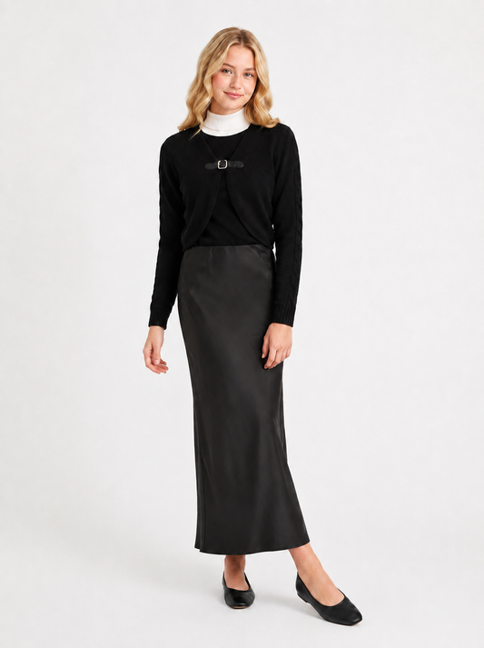 Urban Black Cropped Knit Cardigan WB6CPT7469C