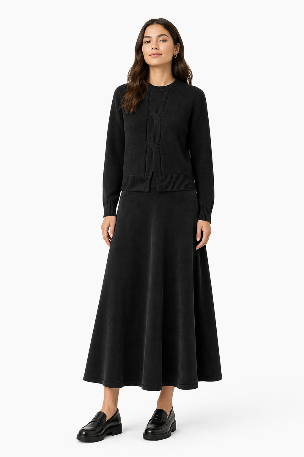 Noni Black Center Cable Sweater WB6CYT3033