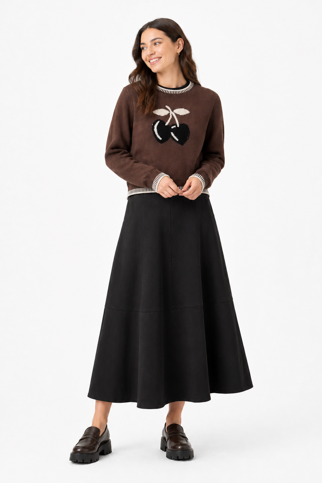 Noni Saddle Cherry Knit Sweater WB6CYT3090