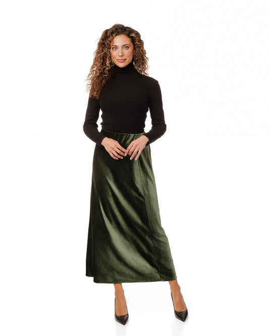 Weekend Green Velvet Skirt WW5220S-A