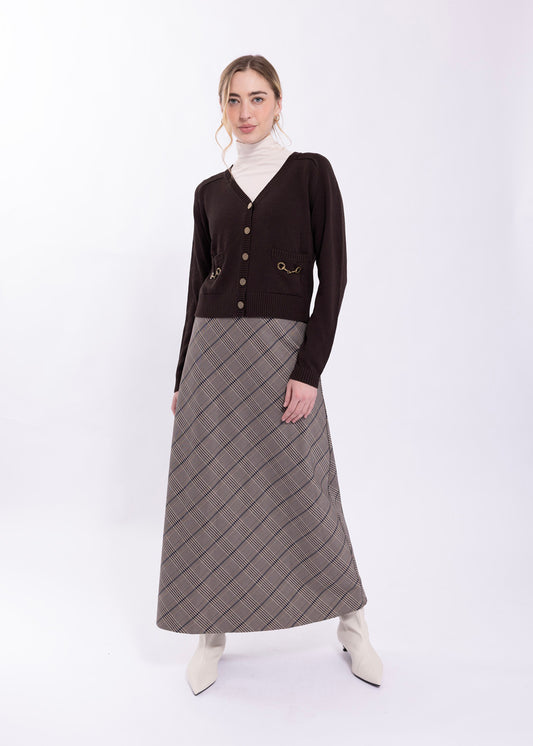 Concept Brown Horsebit Detail Cardigan CO803B