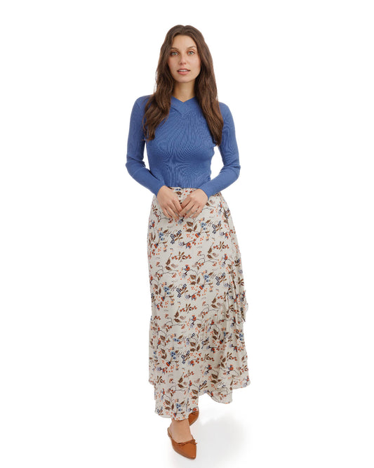 English Brown Floral Printed Skirt  TS51027S-A