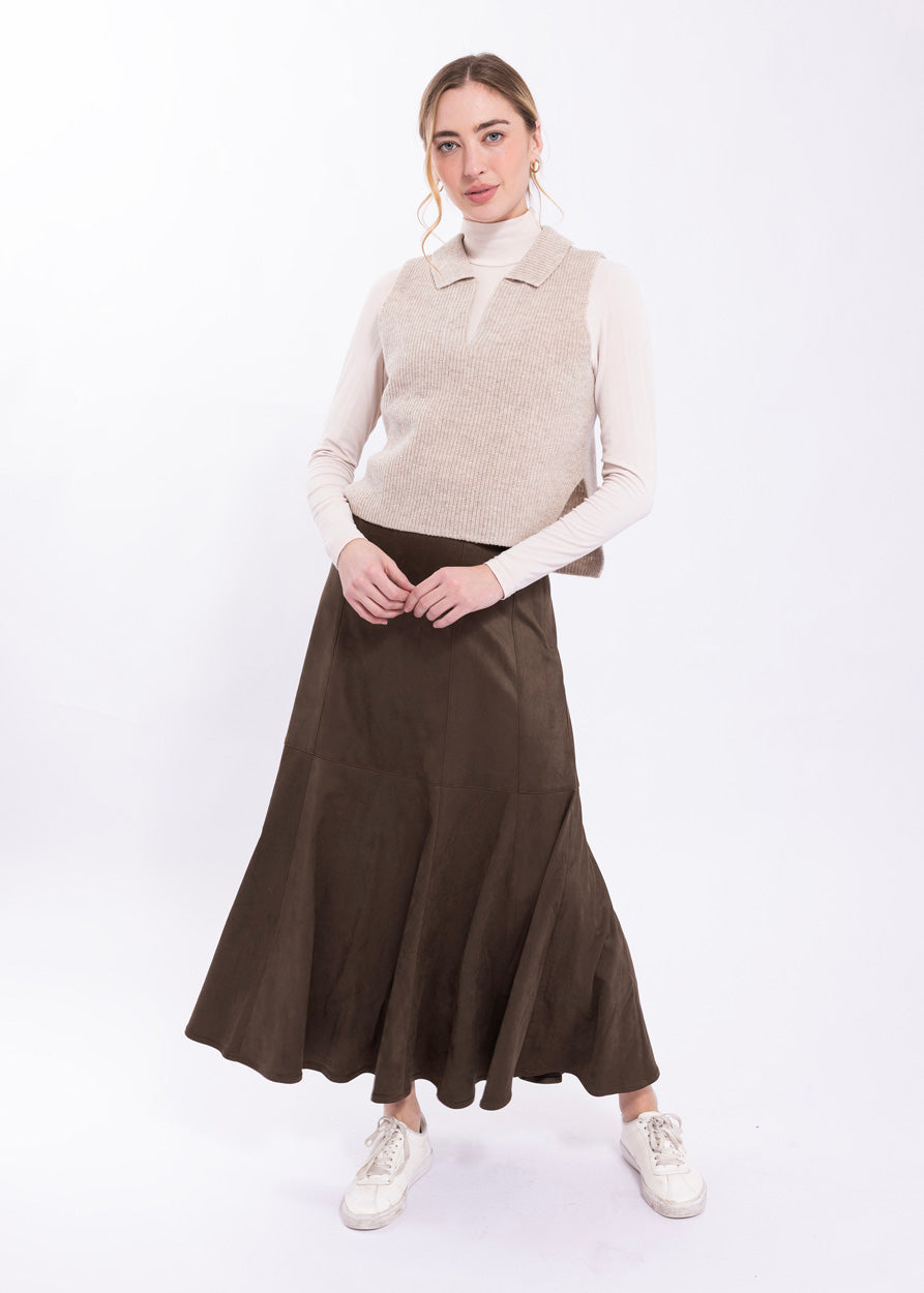 Knitted Oat Collared Vest KN179