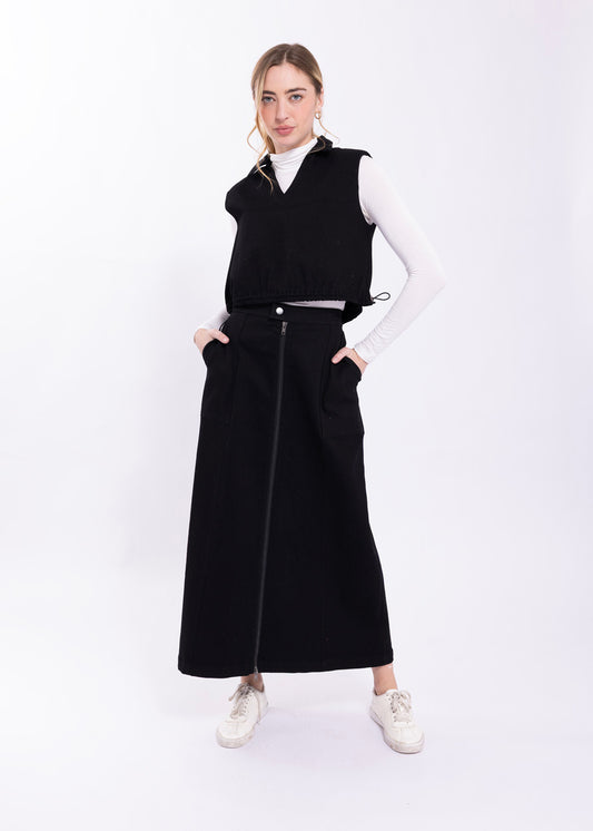 Latitude Black Drawstring Vest LA519