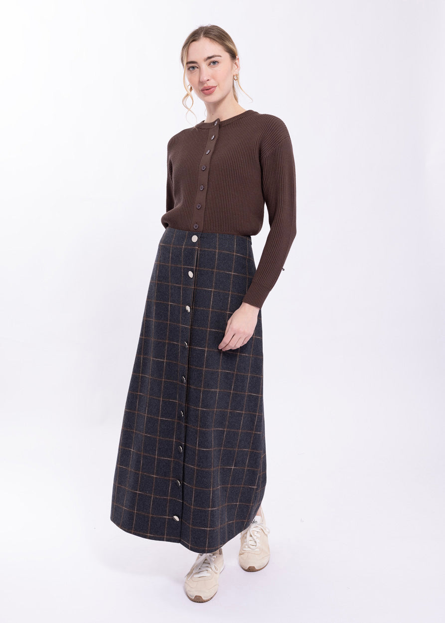 Latitude Charcoal Grid Skirt LA582