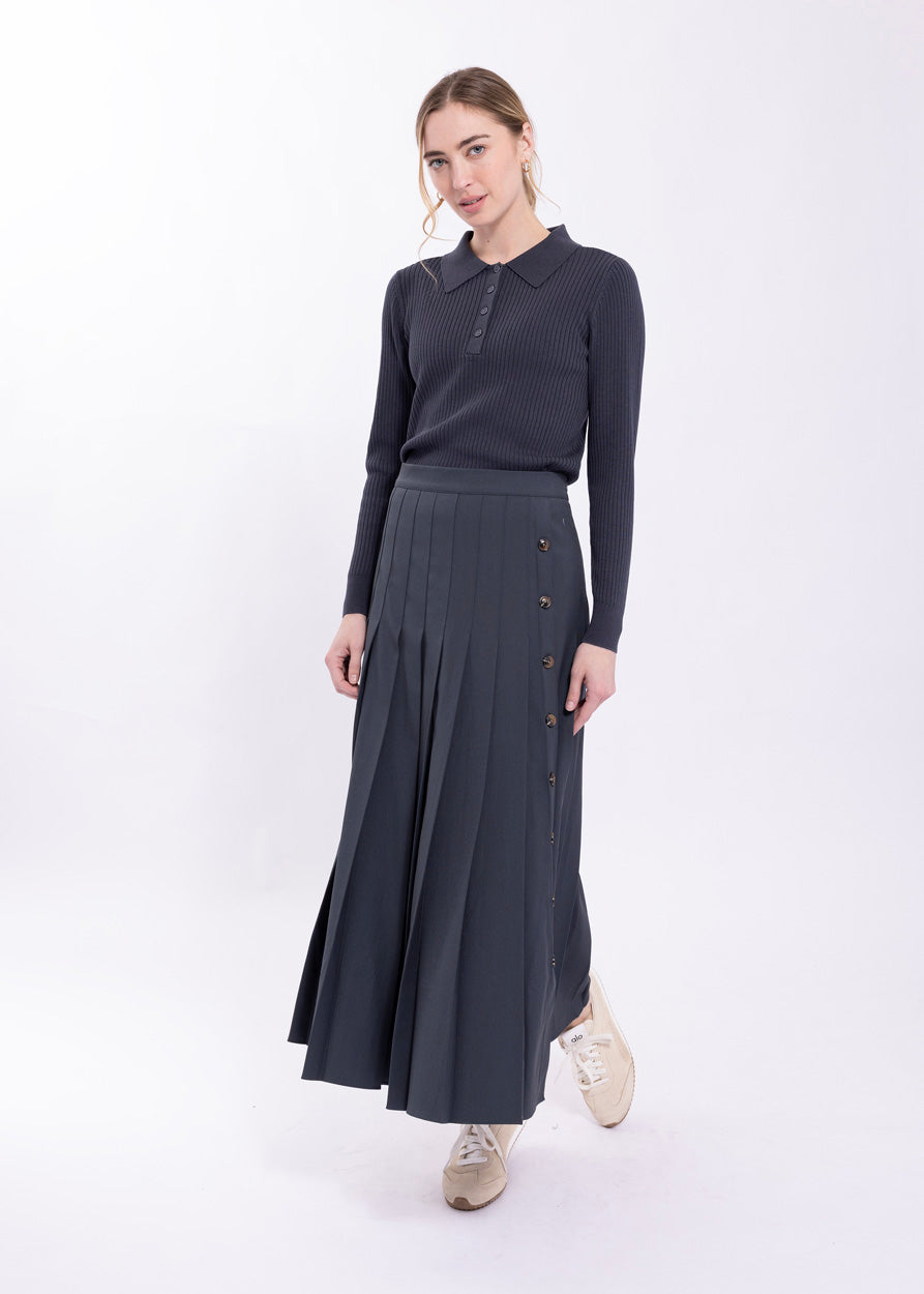 Latitude Teal Pleated Skirt LA611