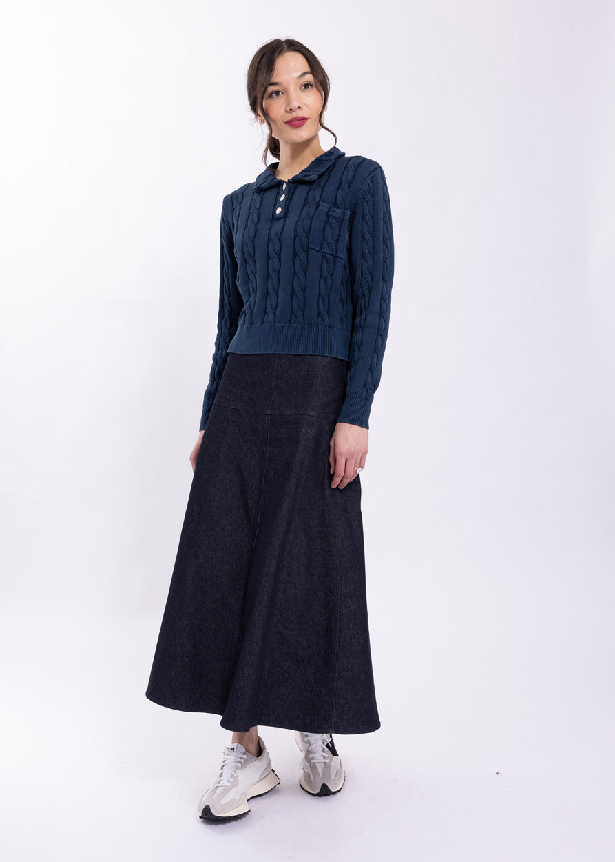 Monn Navy Stitch Skirt M720