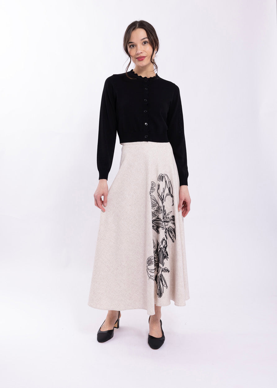 Maple Cliff Heathered Oat Motif Skirt MC5930
