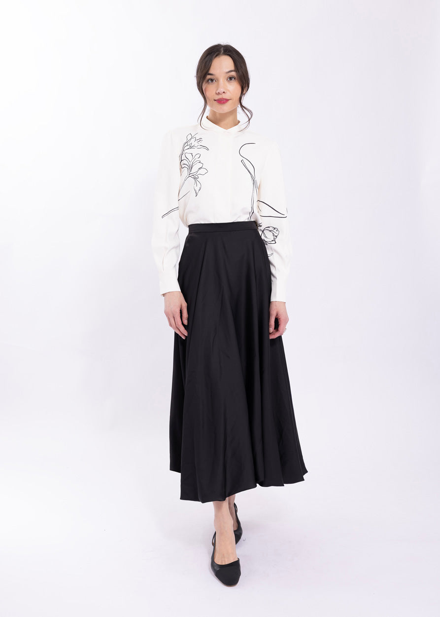 Maple Cliff Ivory/Black Printed Blouse MC6007