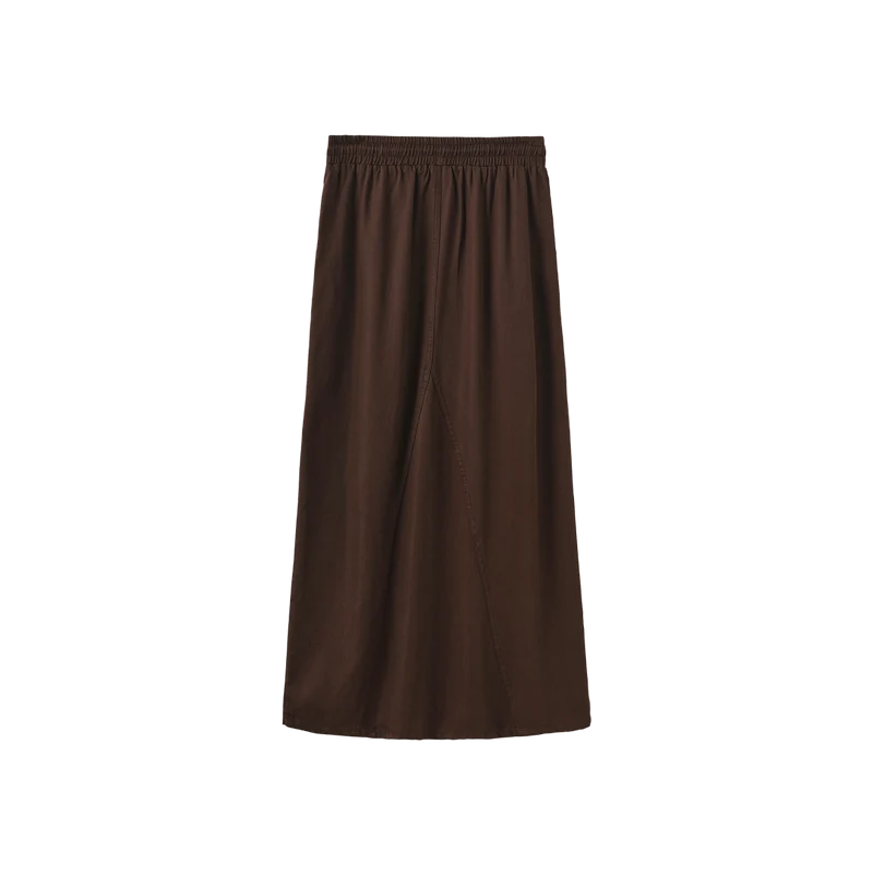Slate Brown Denim Drawstring Skirt W-29410