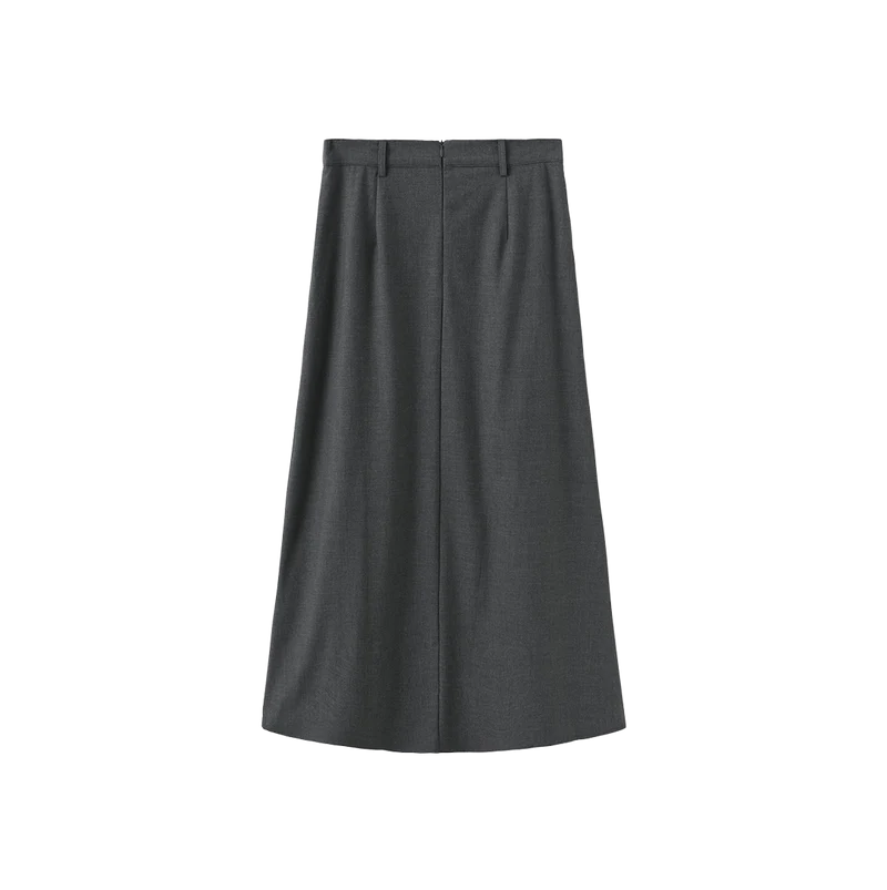 Modelle Grey Stitch Kick Pleat Skirt W-29739